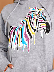 Zebra Graphic Print Hoodie