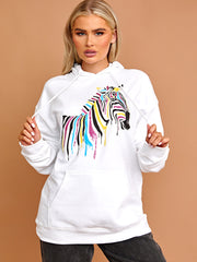 Zebra Graphic Print Hoodie