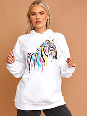 Zebra Graphic Print Hoodie