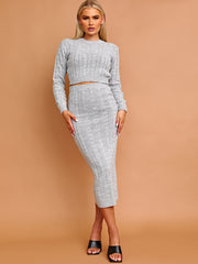 Cable Knit Crop Top & Maxi Skirt Co-ord