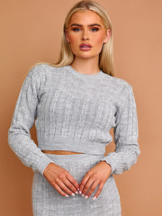 Cable Knit Crop Top & Maxi Skirt Co-ord