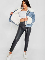 Oversized Faux Fur Lined Denim Jacket