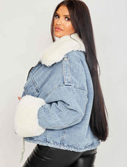 Oversized Faux Fur Lined Denim Jacket