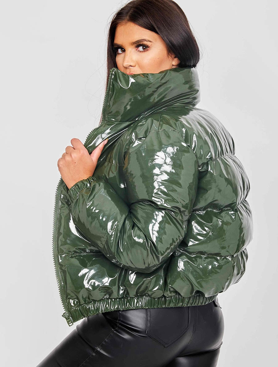 Wholesale PVC Leather Cropped Puffer Jacket – Stylewise Direct