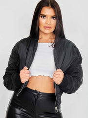 Pull-Ring Zip-Up Bomber Jacket