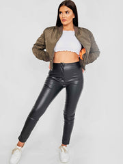 Pull-Ring Zip-Up Bomber Jacket