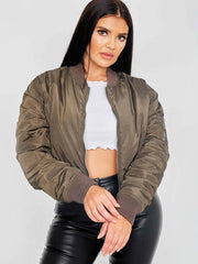 Pull-Ring Zip-Up Bomber Jacket