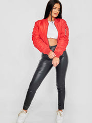 Pull-Ring Zip-Up Bomber Jacket