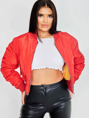 Pull-Ring Zip-Up Bomber Jacket