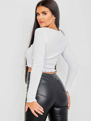 Ribbed Cropped Button Cardigan