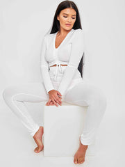 Rundted Crop Top & Legging Rippes Co-ordte