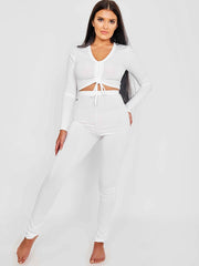 Rundted Crop Top & Legging Rippes Co-ordte