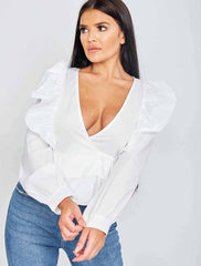 Wrap Front Tie Knot Frill Top