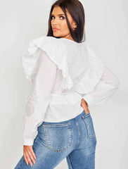 Wrap Front Tie Knot Frill Top