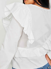 Wrap Front Tie Knot Frill Top