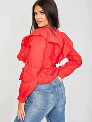 Wrap Front Tie Knot Frill Top