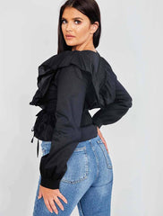 Wrap Front Tie Knot Frill Top