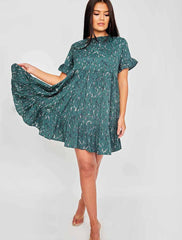 Wholesale Abstract Print Frill Tiered Smock Dress – Stylewise Direct