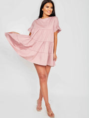 Frill Detail Tiered Smock Dress