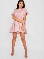 Frill Detail Tiered Smock Dress