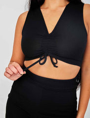 Sleeveless Ruched Crop Top & Trouser Ribbed Co-ord