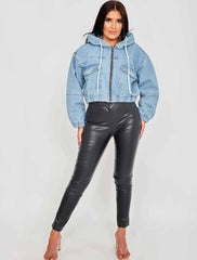 Cropped Denim Jacket With Hood