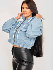 Cropped Denim Jacket With Hood