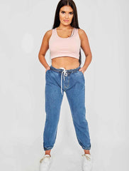 Oversized denim joggers