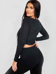 Ribbed Cropped Button Cardigan