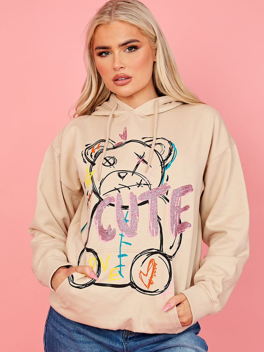 Wholesale Cute Teddy Graphic Print Hoodie – Stylewise Direct