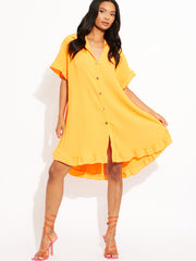 Plisse Detail Frill Saum übergroßes Kleid