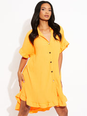 Plisse Detail Frill Saum übergroßes Kleid