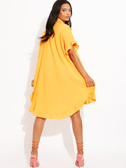 Plisse Detail Frill Saum übergroßes Kleid