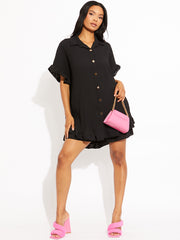 Plisse Detail Oversized Shirt & Shorts Co-ord