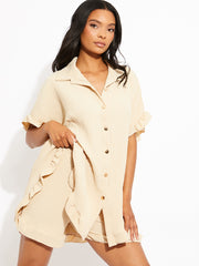 Plisse Detail Oversized Shirt & Shorts Co-ord