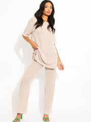 Woven Ribbed Oversized Top & Trouser Co-ord