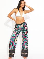 Tropical Print Satin Trouser