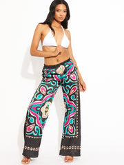 Tropical Print Satin Trouser
