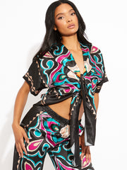 Printed Oversized Blouse & Trouser Satin Co-ord