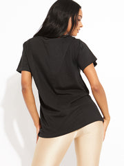 Checkered Diamante Rabbit Oversized Logo T-Shirt