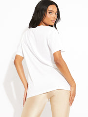 Camiseta de logotipo de gran tamaño de Bear White Diamante