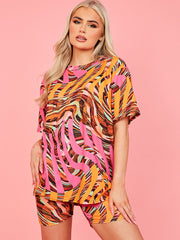 Space Dye Wirbel übergroße Top & Shorts Co-ordte