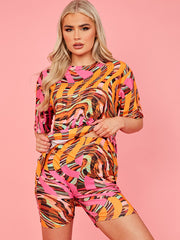 Space Dye Wirbel übergroße Top & Shorts Co-ordte