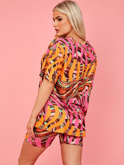 Space Dye Wirbel übergroße Top & Shorts Co-ordte