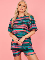 Waterverfprint oversized top & shorts coöperatie