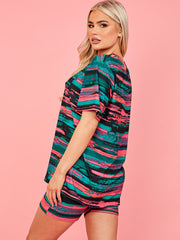 Waterverfprint oversized top & shorts coöperatie