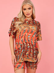 Space Dye Wirbel übergroße Top & Shorts Co-ordte