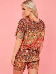 Space Dye Wirbel übergroße Top & Shorts Co-ordte