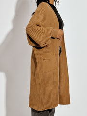 Mid Length Balloon Sleeve Knitted Cardigan