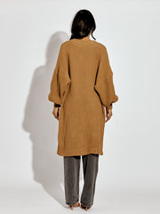 Mid Length Balloon Sleeve Knitted Cardigan